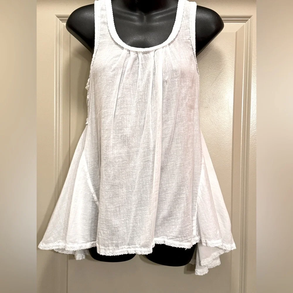 Anthropologie Odille White Cotton Flowy Top size S - Picture 2 of 13